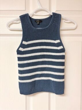 DYNAMITE Blue & White Striped Knit Tank, Size XS